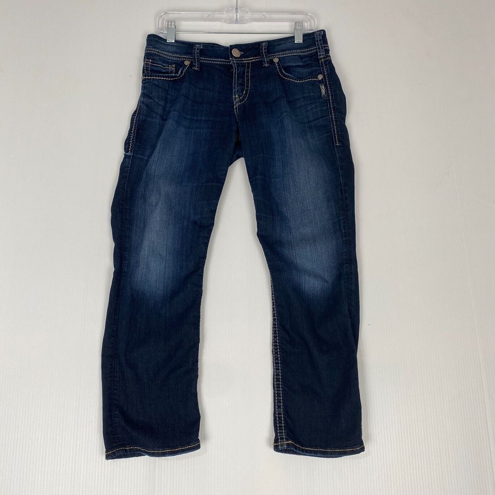 Silver Jeans Womens Size 29‎ Blue Jeans Suki Capri Embroidered Denim